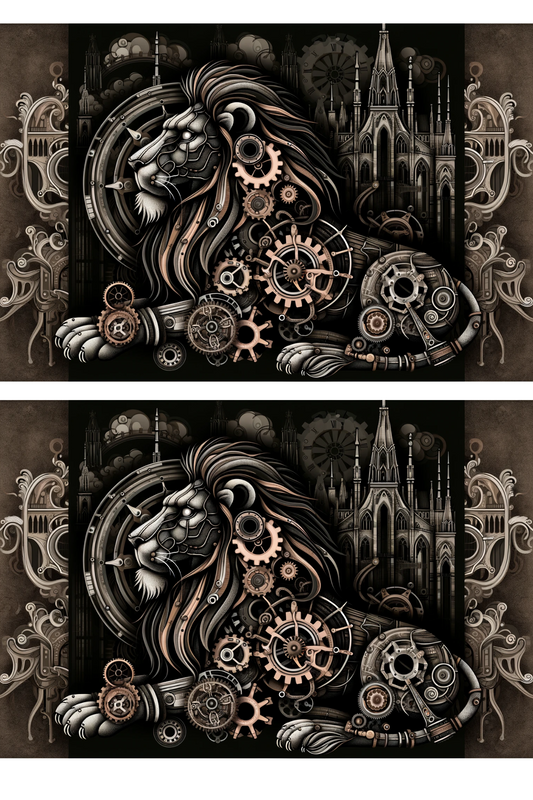 Reispapier für Decoupage Löwe Steampunk Collage Kat. Nr. 195
