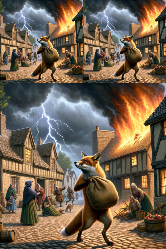 Rice Paper for Decoupage Fox In The Village, Cat. No. 39