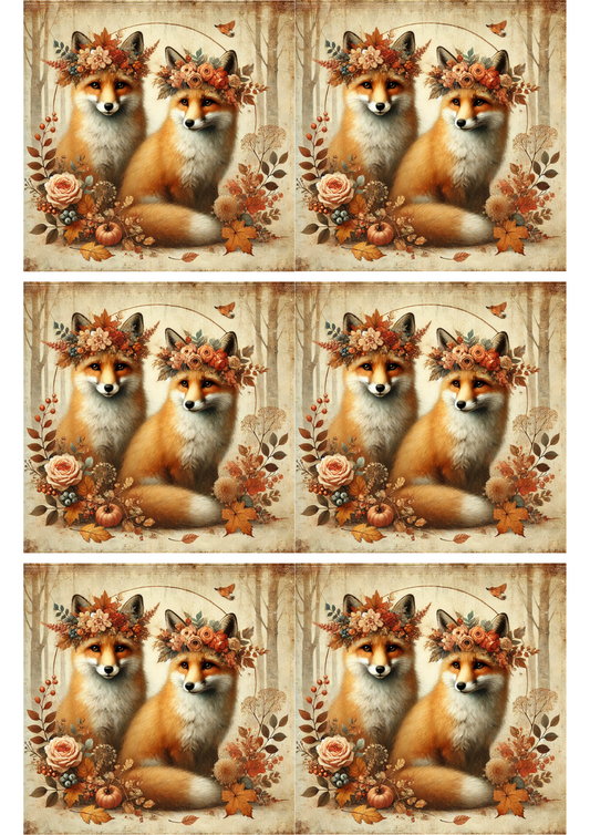 Reispapier für Decoupage Füchse in Herbstcollage Kat. Nr. 2595