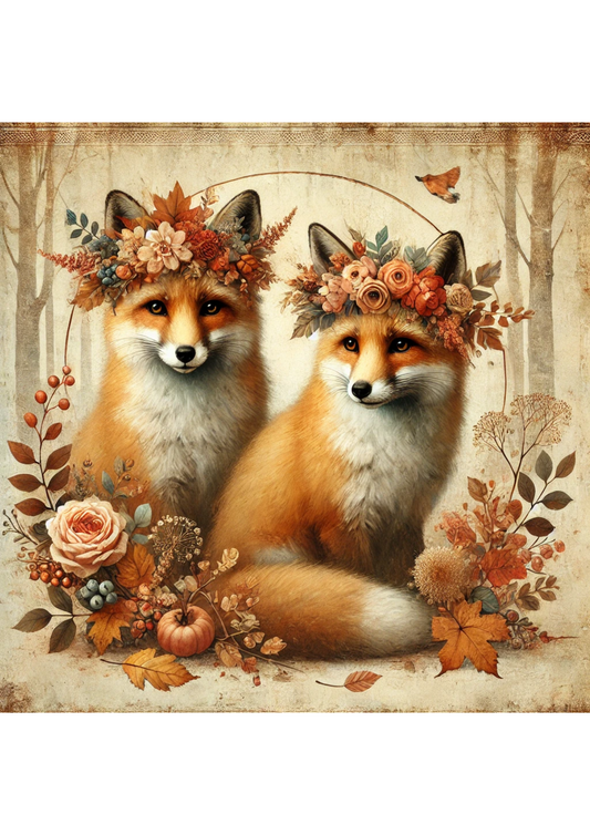Reispapier für Decoupage Füchse im Herbst, vollständige Kat.-Nr. 2596