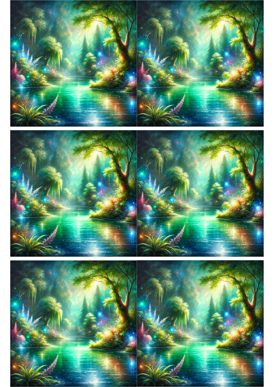Reispapier für Decoupage „Magical Lake Collage“, Kat. Nr. 2112