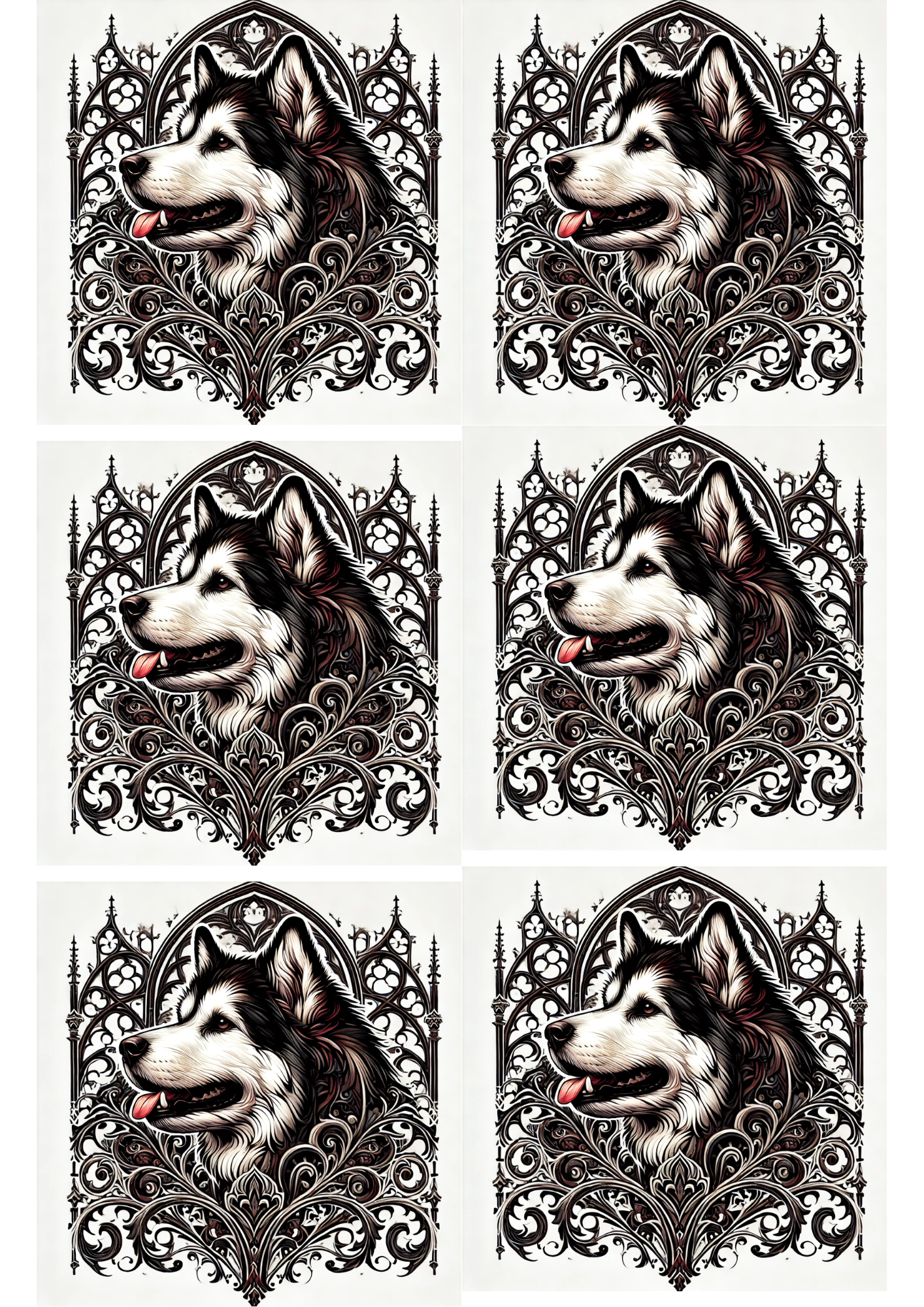 Reispapier für Decoupage Malamute im Gothic-Stil Collage, Kat. Nr. 2118