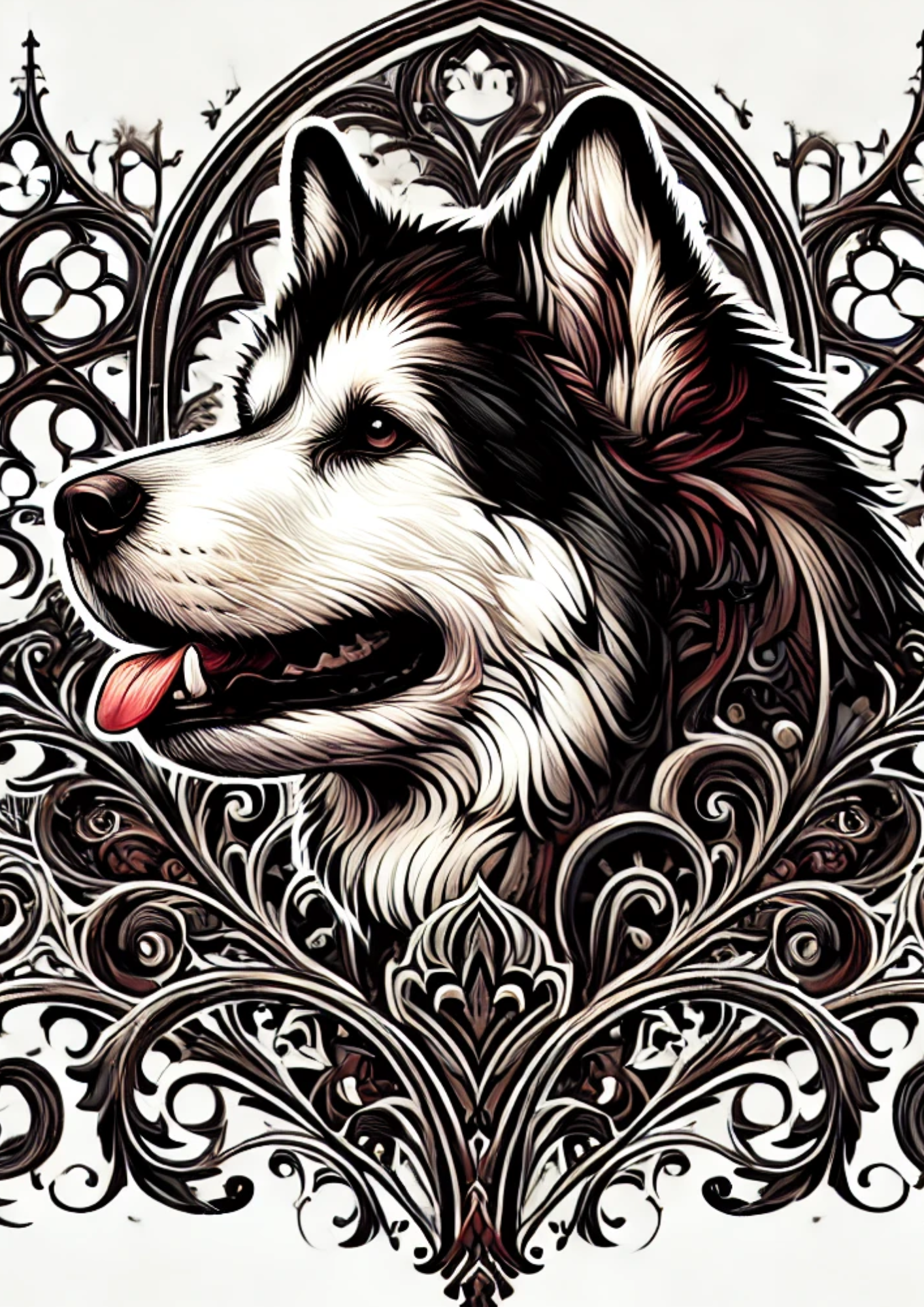 Reispapier für Decoupage Malamute im Gothic-Stil, voll, Kat. Nr. 2119