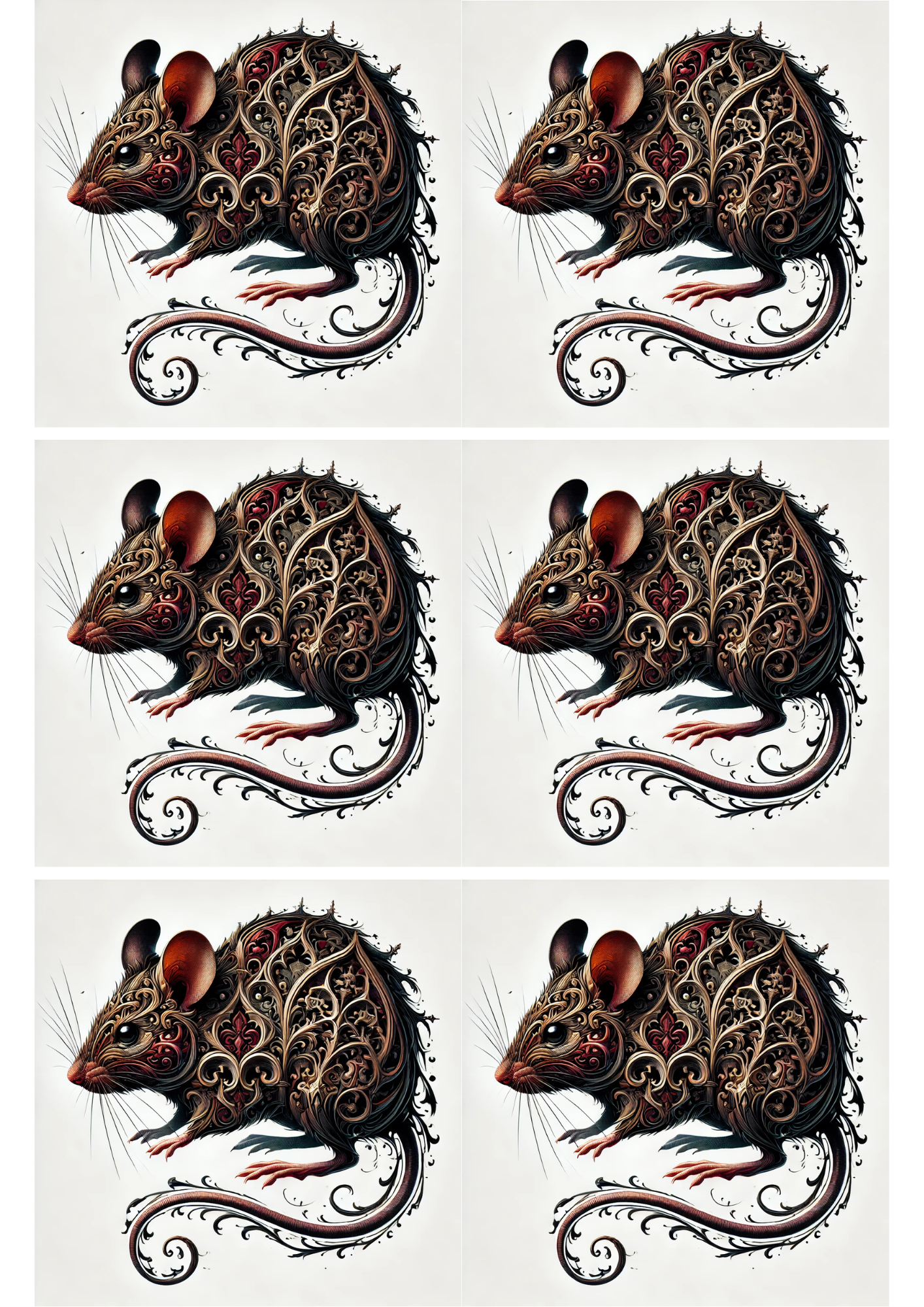 Reispapier für Decoupage-Maus im Gothic-Stil, Collage, Kat. Nr. 2122