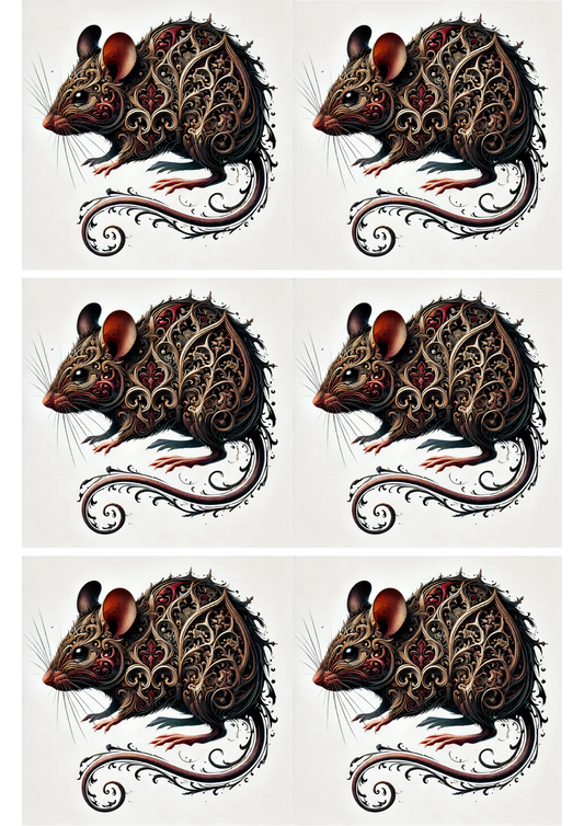 Reispapier für Decoupage-Maus im Gothic-Stil, Collage, Kat. Nr. 2122