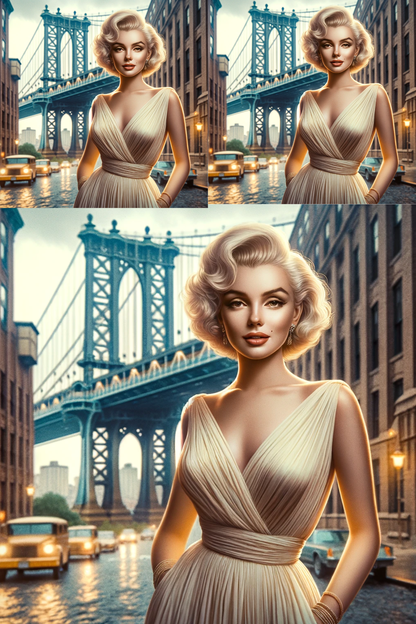 Reispapier für Decoupage Marilyn Monroe und die Brooklyn Bridge Kat. Nr. 05