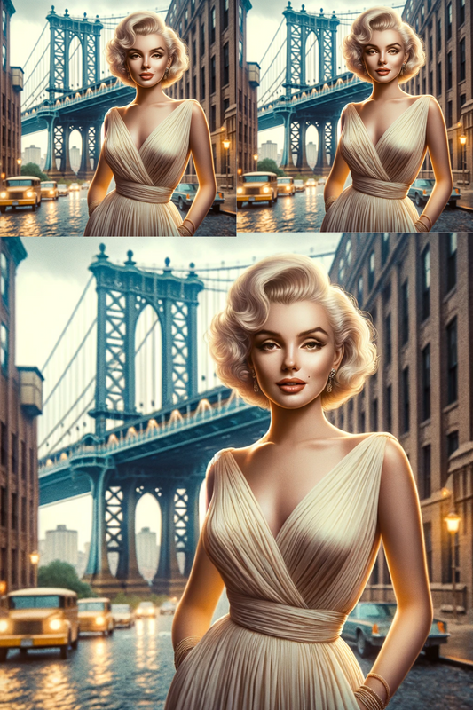 Reispapier für Decoupage Marilyn Monroe und die Brooklyn Bridge Kat. Nr. 05