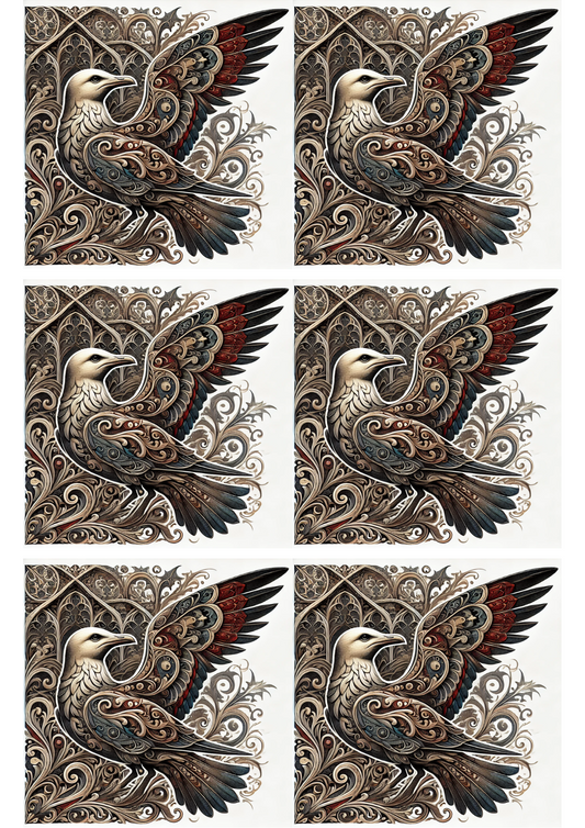 Reispapier für Decoupage-Collage „Möwe im gotischen Stil“, Kat. Nr. 2124