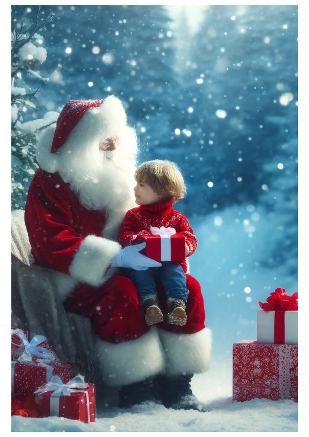 Rice Paper For Decoupage Christmas Tree Santa Claus Boy Full Cat No. 758