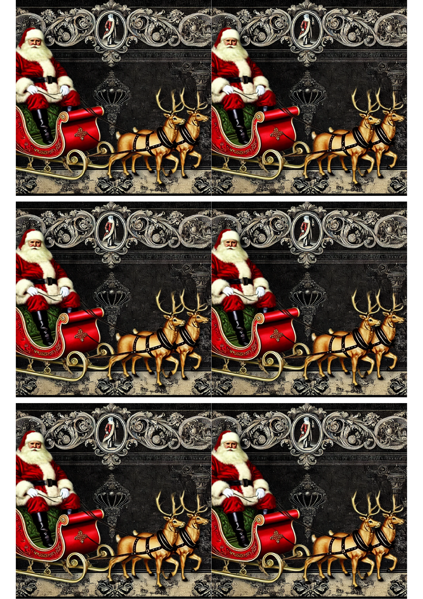 Rice Paper For Decoupage Santa In Sleigh Collage, Cat. No. 2138