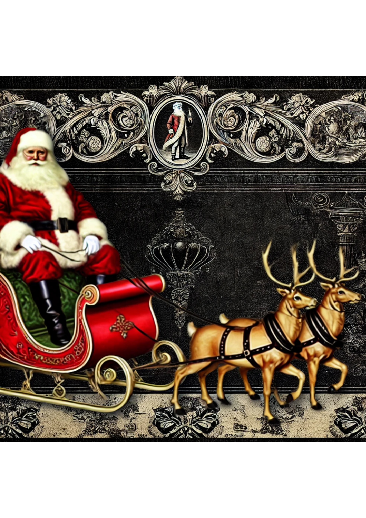 Rice Paper For Decoupage Santa In Sleigh Full, Cat. No. 2139