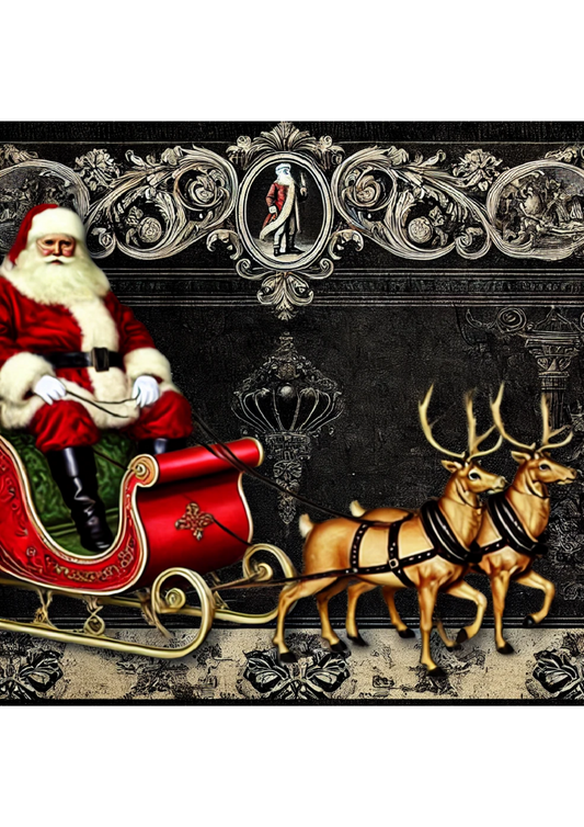 Rice Paper For Decoupage Santa In Sleigh Full, Cat. No. 2139