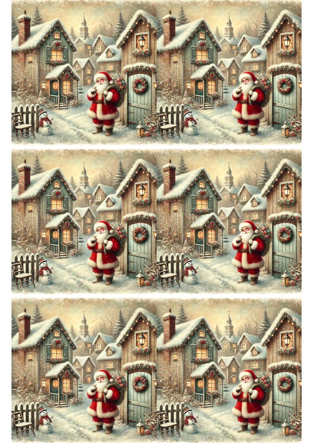 Rice Paper For Decoupage Santa In The Village Collage Cat. No. 2757