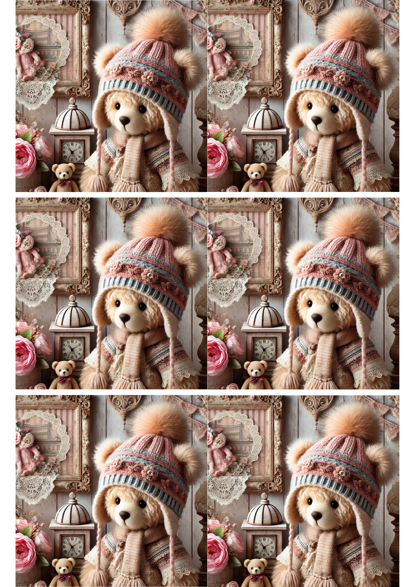 Reispapier für Decoupage Teddybär Shabby Chic Collage, Kat. Nr. 2140