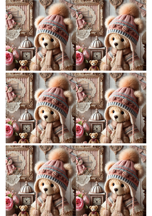 Reispapier für Decoupage Teddybär Shabby Chic Collage, Kat. Nr. 2140