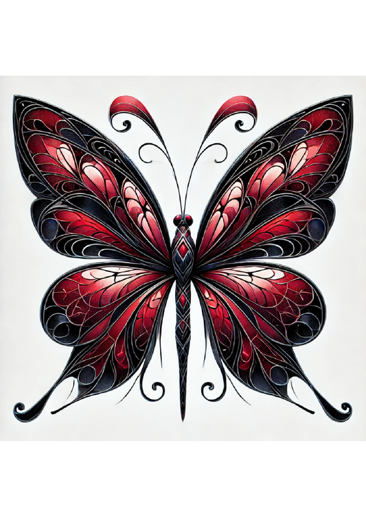 Rice Paper For Decoupage Gothic Style Butterfly With Shades Of Red Full Cat. No. 2384