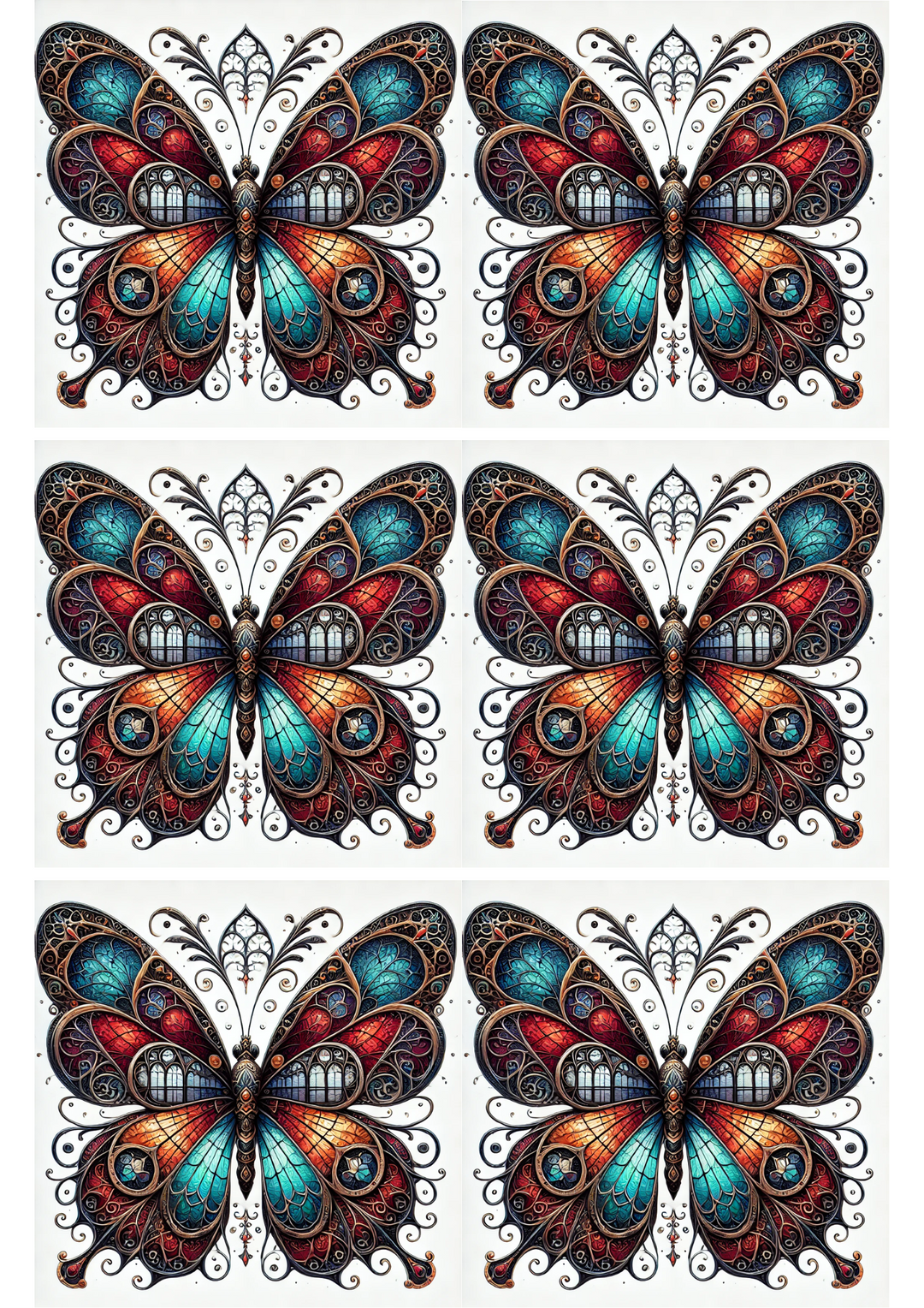Rice Paper For Decoupage Butterfly In Gothic Style 2 Collage, Cat. No. 2128