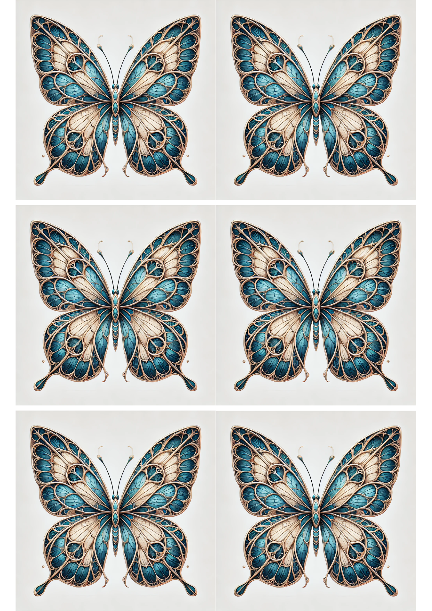 Reispapier für Decoupage-Schmetterling im gotischen Stil mit Blautönen Collage Kat. Nr. 2387