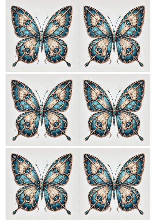 Reispapier für Decoupage-Schmetterling im gotischen Stil mit Blautönen Collage Kat. Nr. 2387