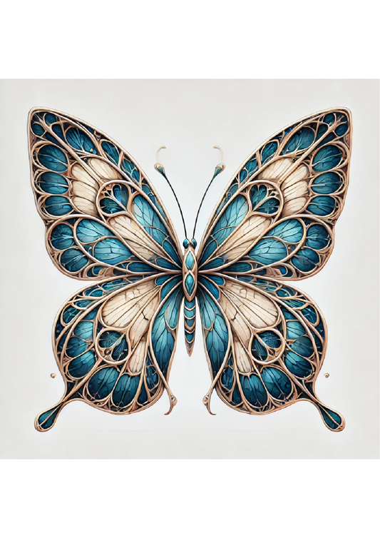 Reispapier für Decoupage-Schmetterling im gotischen Stil mit Blautönen, vollständige Kat.-Nr. 2388