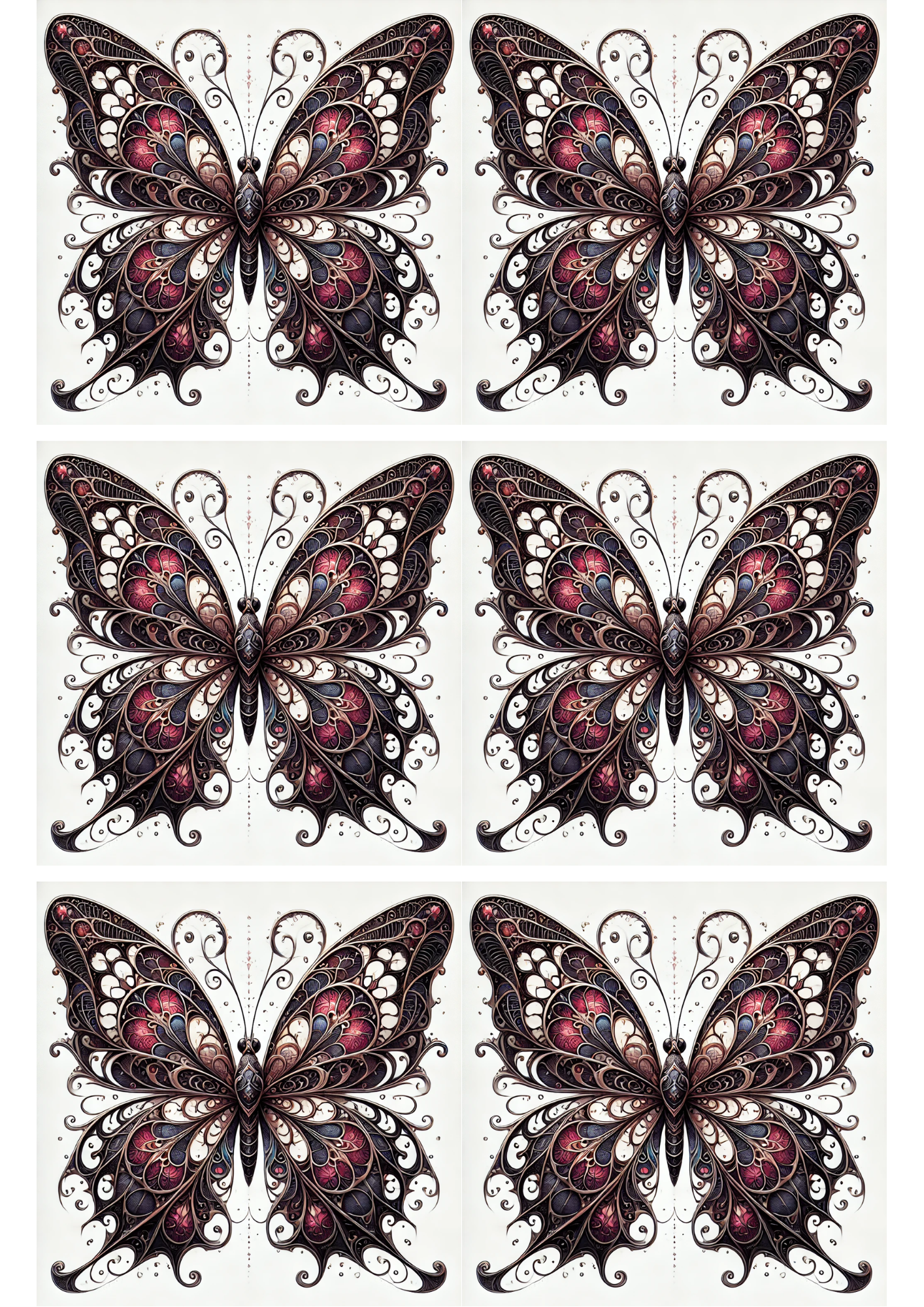 Reispapier für Decoupage-Schmetterling im Gothic-Stil 3 Collage, Kat.-Nr. 2130