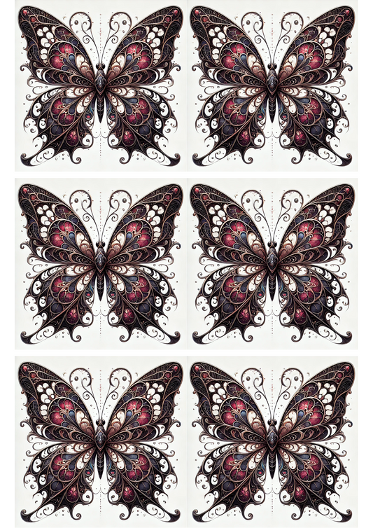 Reispapier für Decoupage-Schmetterling im Gothic-Stil 3 Collage, Kat.-Nr. 2130