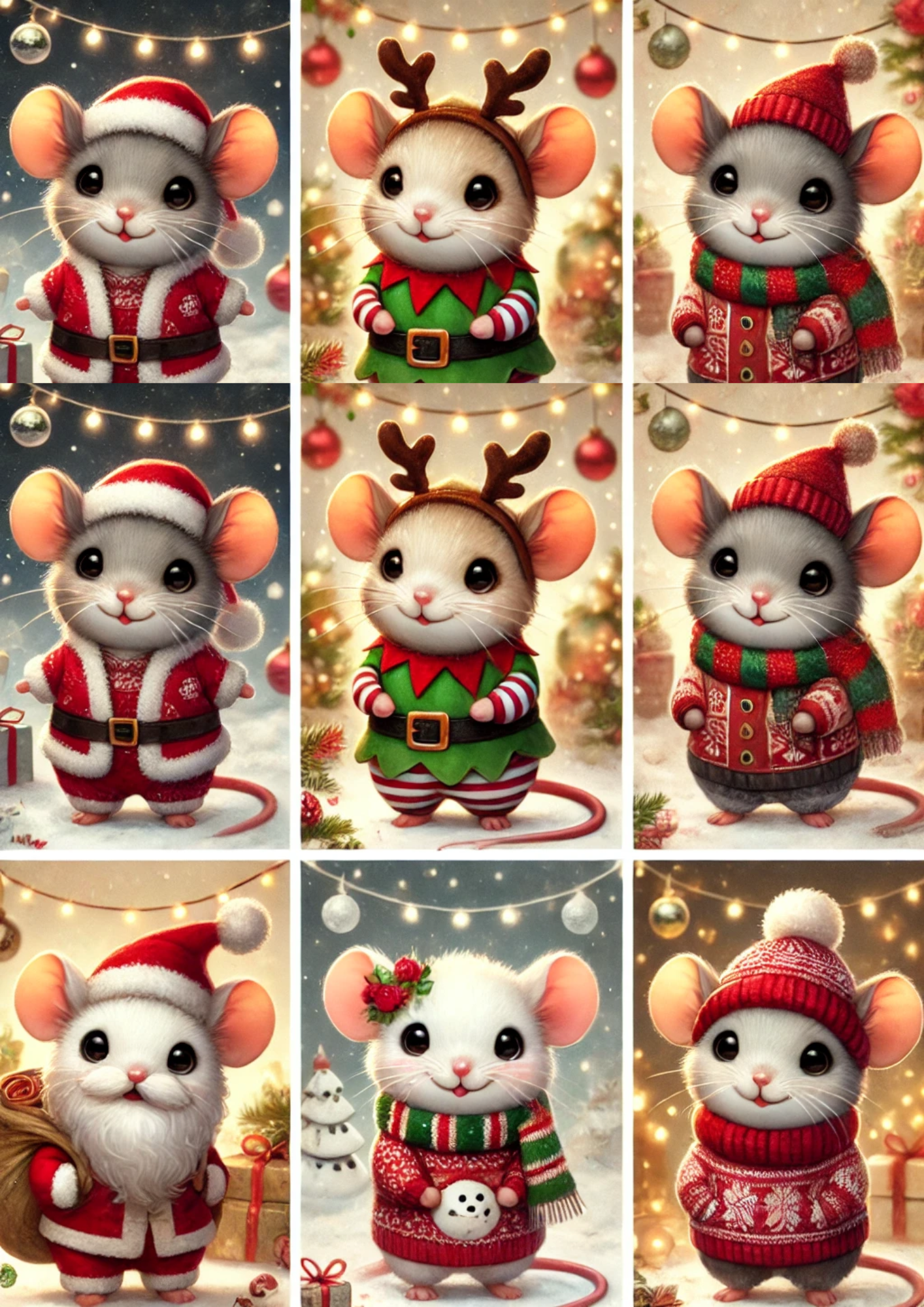 Rice Paper For Decoupage Little Mice Christmas Full, Cat. No. 2161