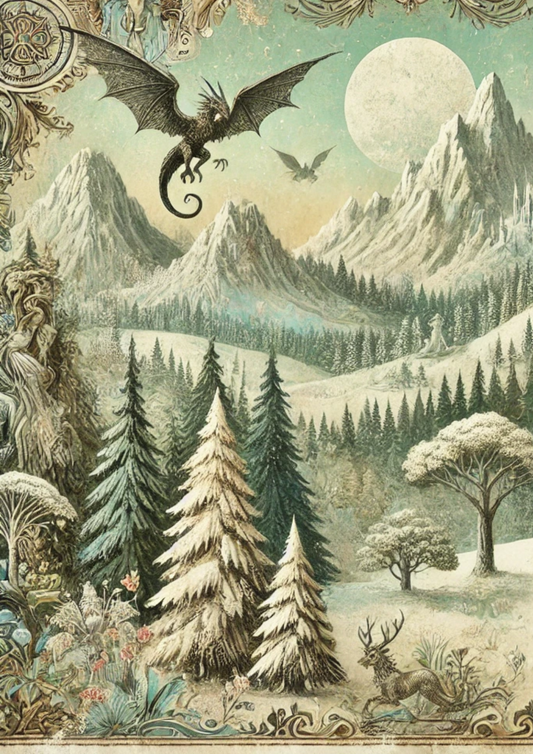 Reispapier für Decoupage Die Welt des Drachen Voll, Kat. Nr. 2169