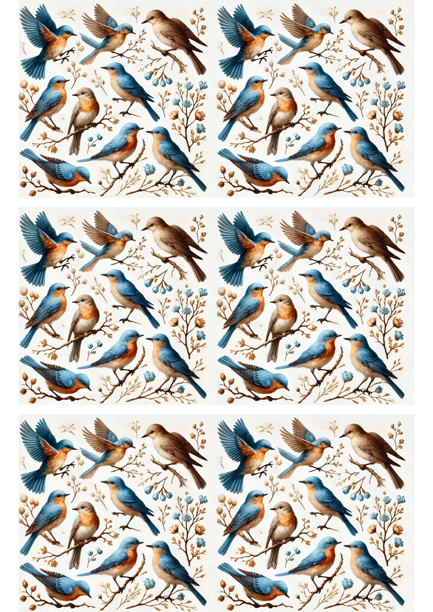 Reispapier für Decoupage Blue Birds Collage Kat. Nr. 3063