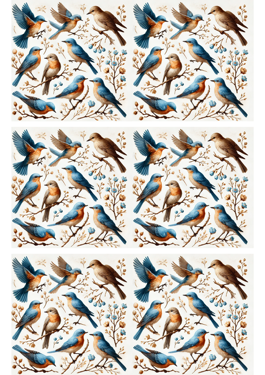 Reispapier für Decoupage Blue Birds Collage Kat. Nr. 3063
