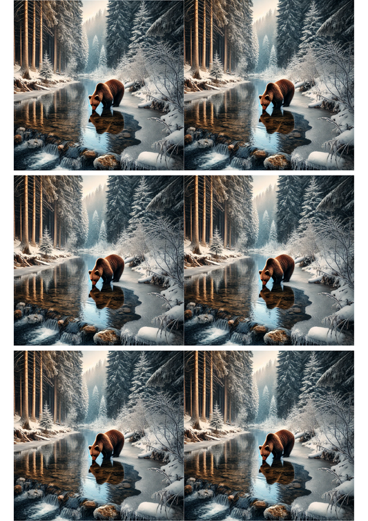 Rice Paper For Decoupage Bear By The Brook Collage, Cat. No. 2184