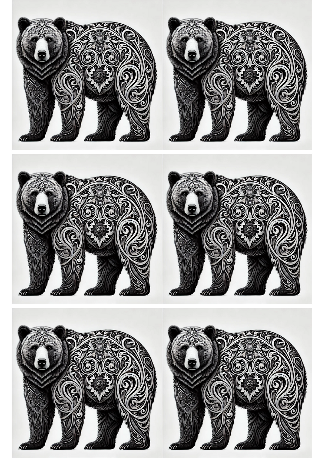 Rice Paper For Decoupage Bear In Gothic Style Collage Cat. No. 2393