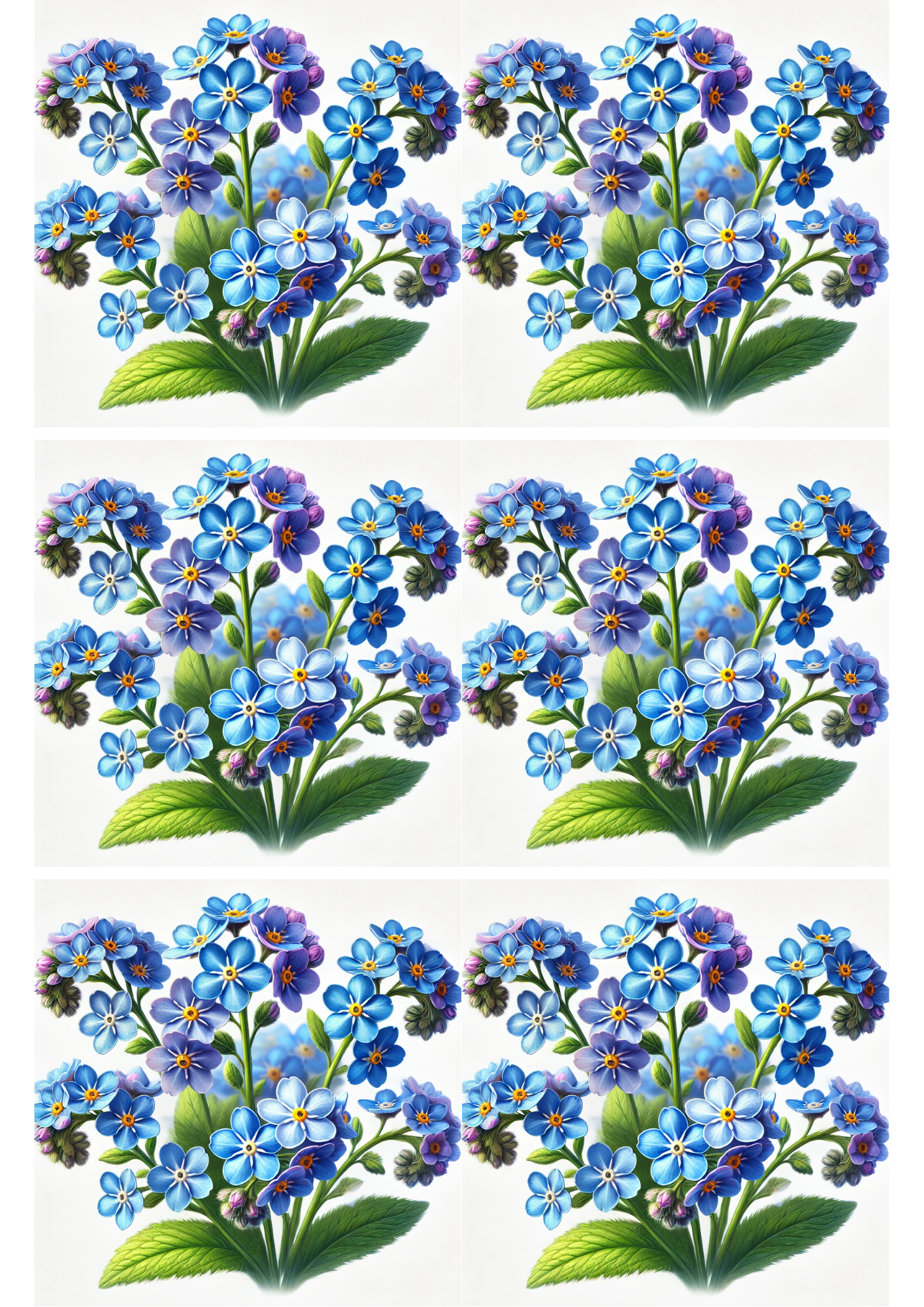 Rice Paper For Decoupage Forget-me-nots 3 Collage, Cat. No. 2178