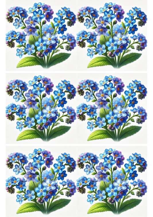 Rice Paper For Decoupage Forget-me-nots 3 Collage, Cat. No. 2178