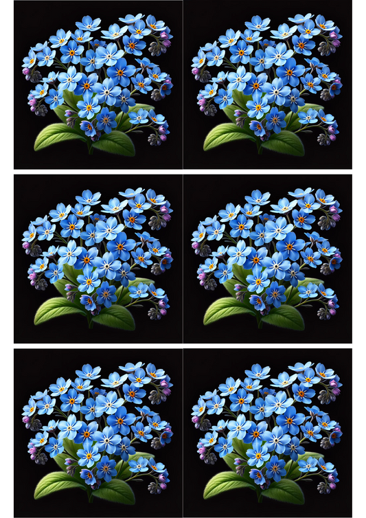 Rice Paper For Decoupage Forget-me-nots 2 Collage, Cat. No. 2176