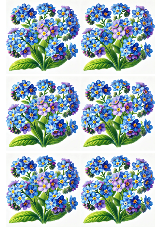Rice Paper For Decoupage Forget-me-nots Collage, Cat. No. 2174