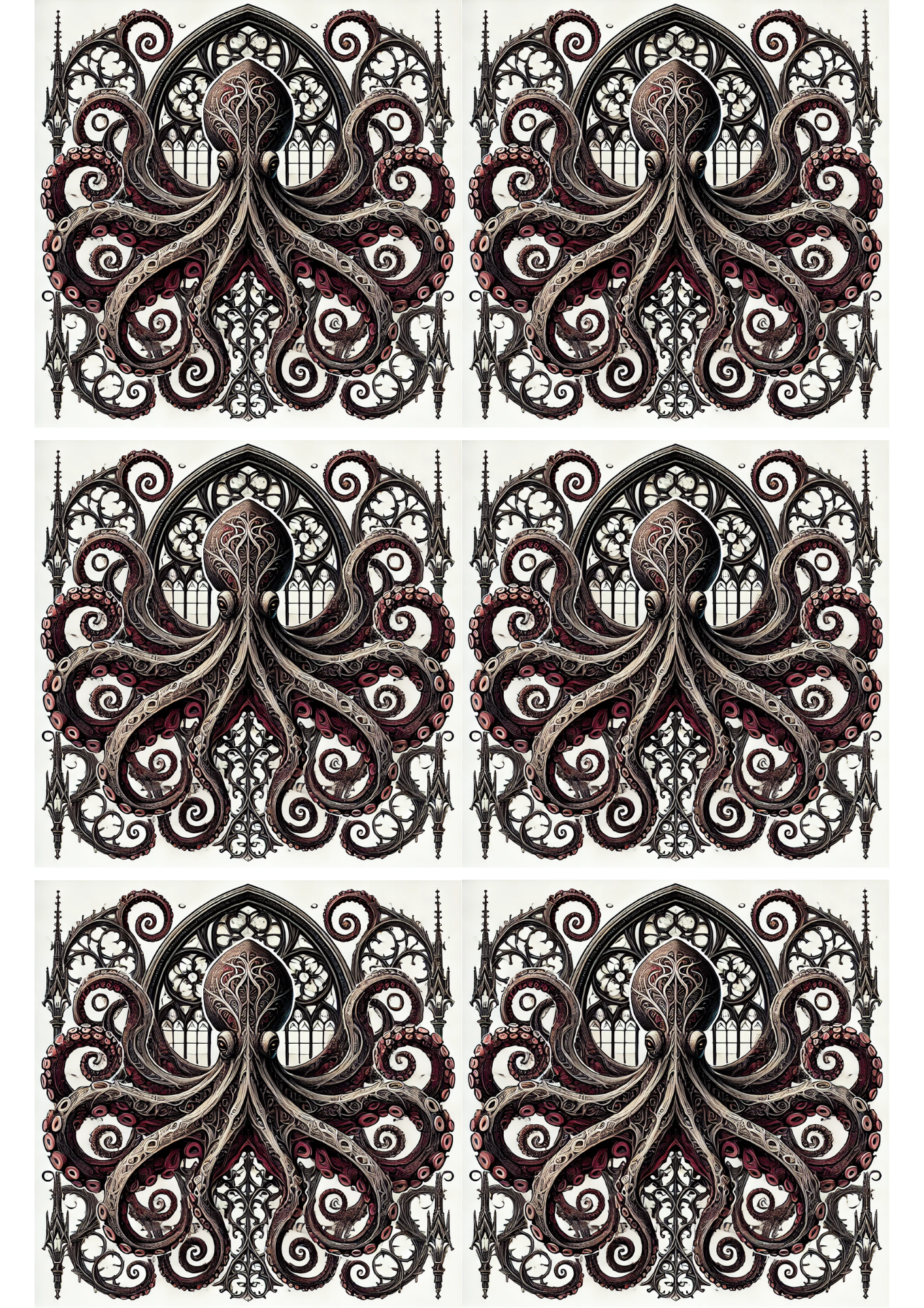 Reispapier für Decoupage-Krake im Gothic-Stil, Collage, Kat. Nr. 2186
