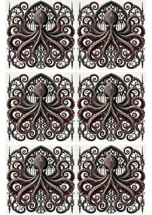 Reispapier für Decoupage-Krake im Gothic-Stil, Collage, Kat. Nr. 2186