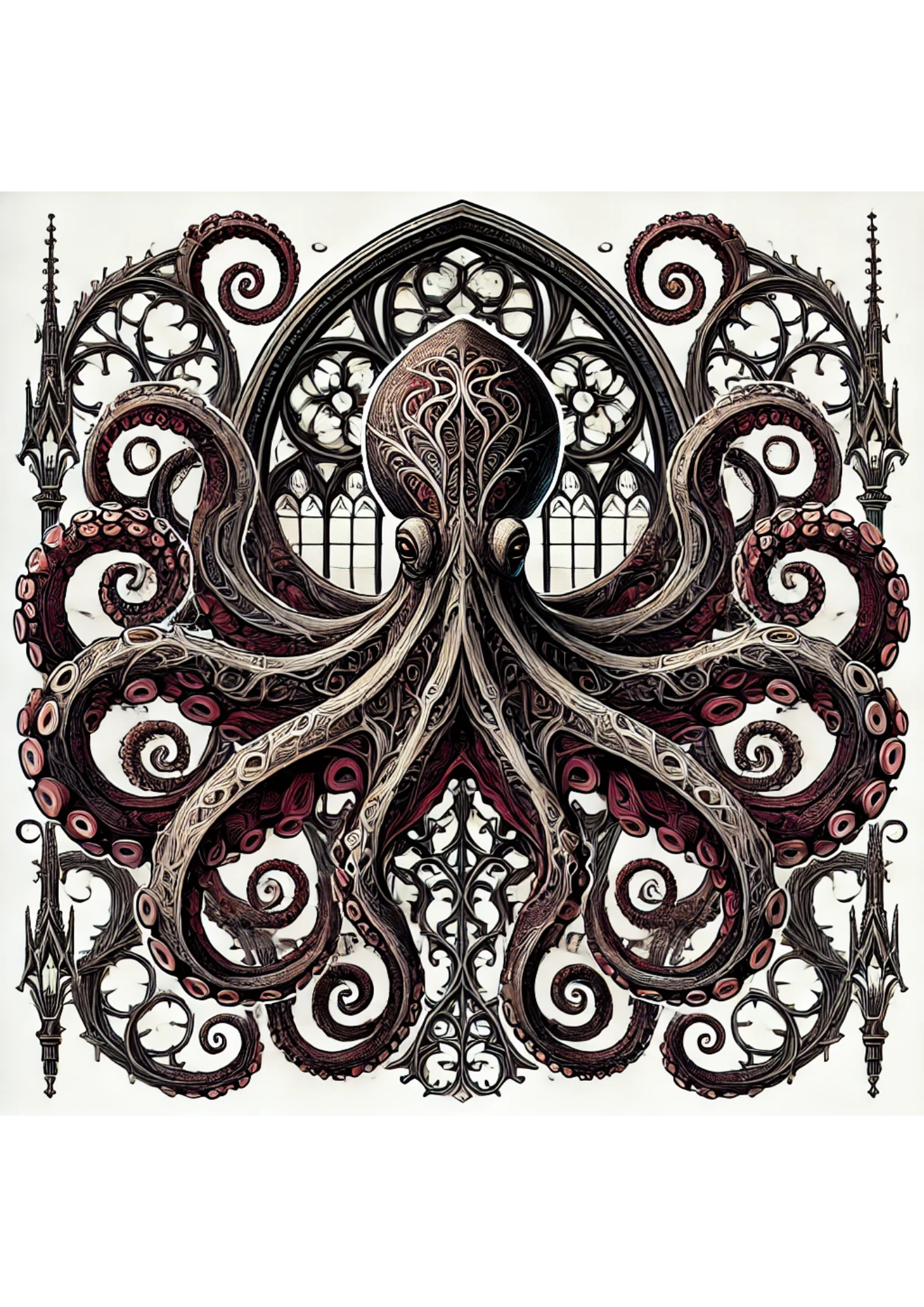 Reispapier für Decoupage, Oktopus im Gothic-Stil, voll, Kat.-Nr. 2187