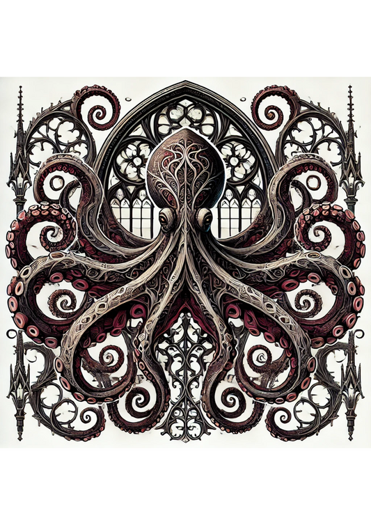 Reispapier für Decoupage, Oktopus im Gothic-Stil, voll, Kat.-Nr. 2187
