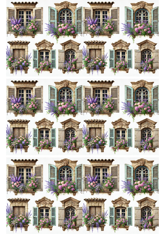 Reispapier für Decoupage-Fenster in Häusern in der Provence-Collage, Kat. Nr. 2196