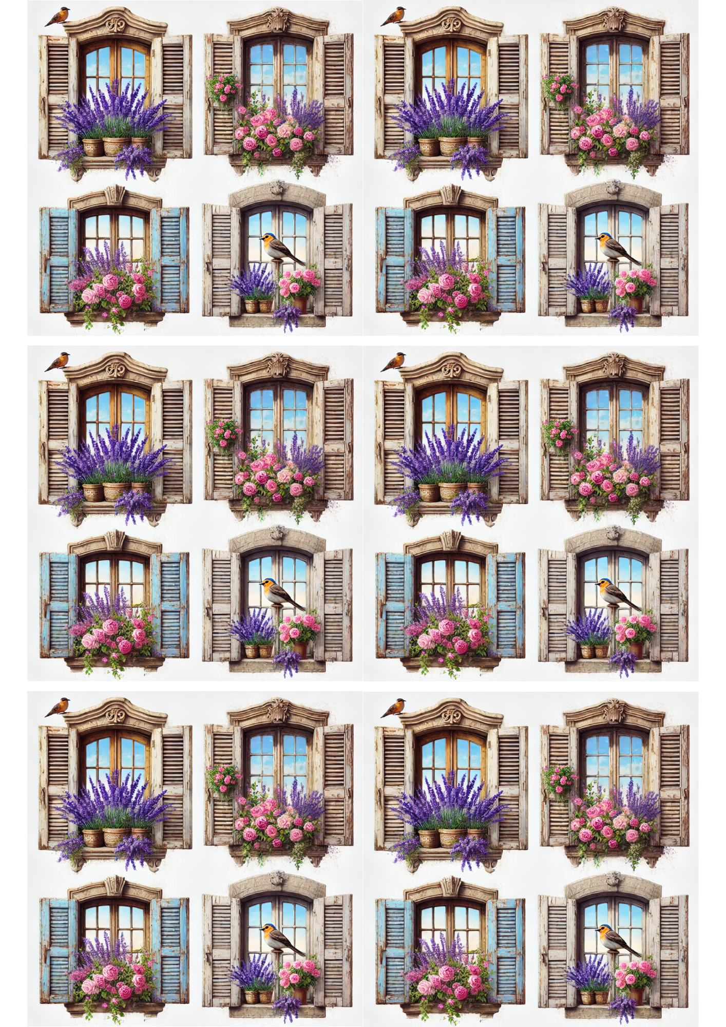 Reispapier für Decoupage-Fenster in Häusern in der Provence 2 Collage, Kat. Nr. 2198