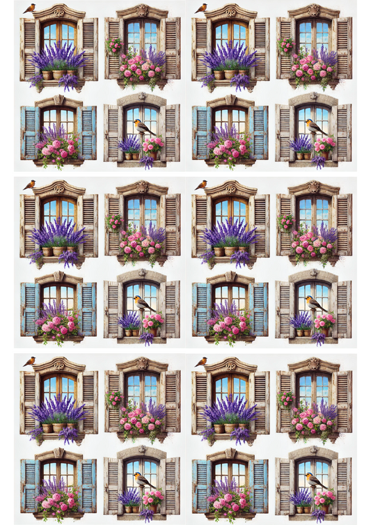 Reispapier für Decoupage-Fenster in Häusern in der Provence 2 Collage, Kat. Nr. 2198