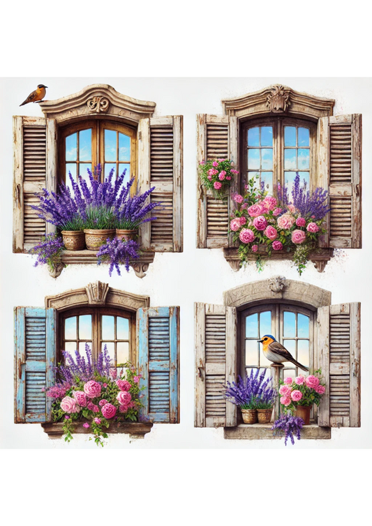 Reispapier für Decoupage-Fenster in Häusern in der Provence, 2 voll, Kat.-Nr. 2199