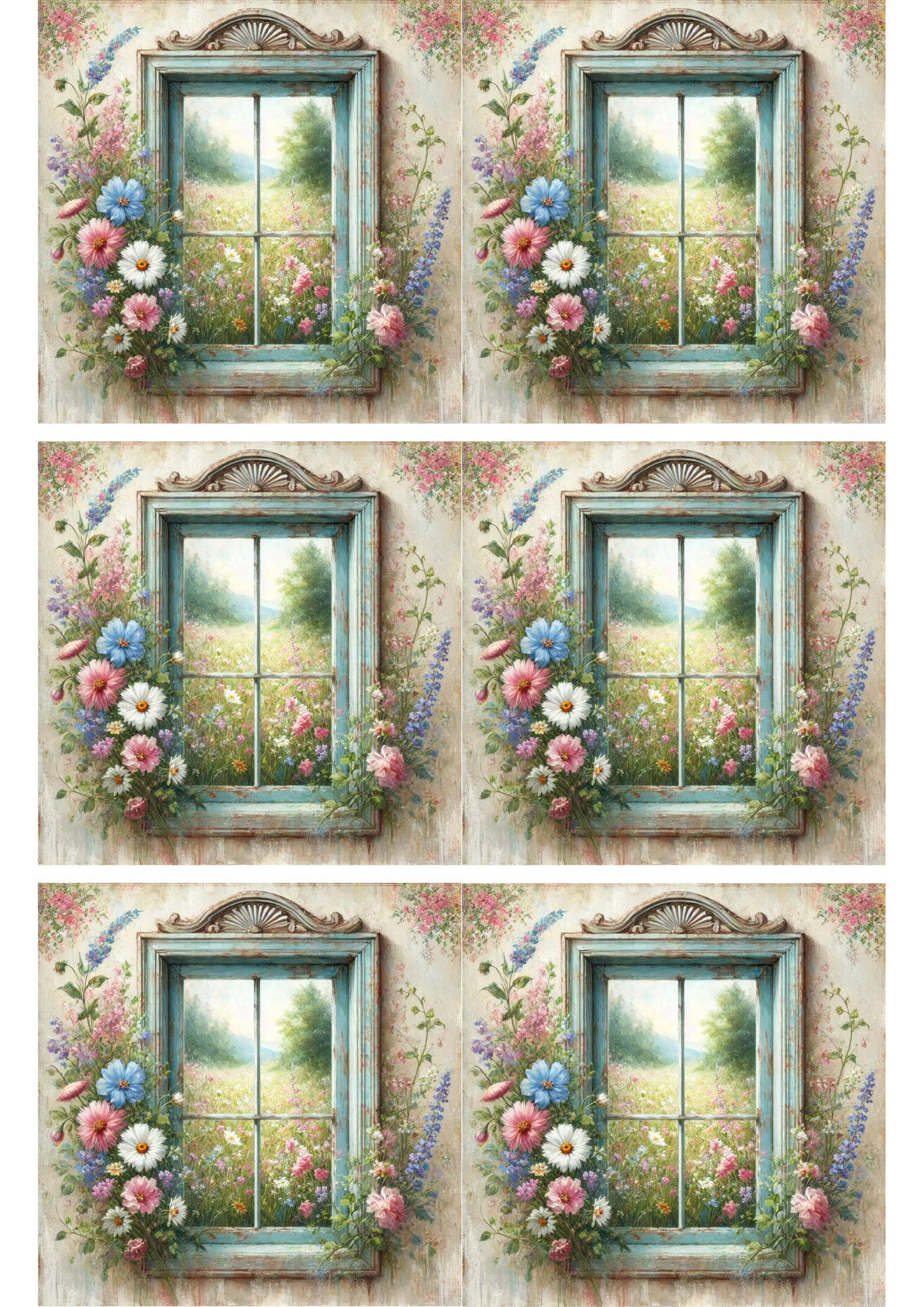 Reispapier für Decoupage Reispapier für Decoupage Fenster auf Wiese Collage Nr. Kat. Nr. 3082