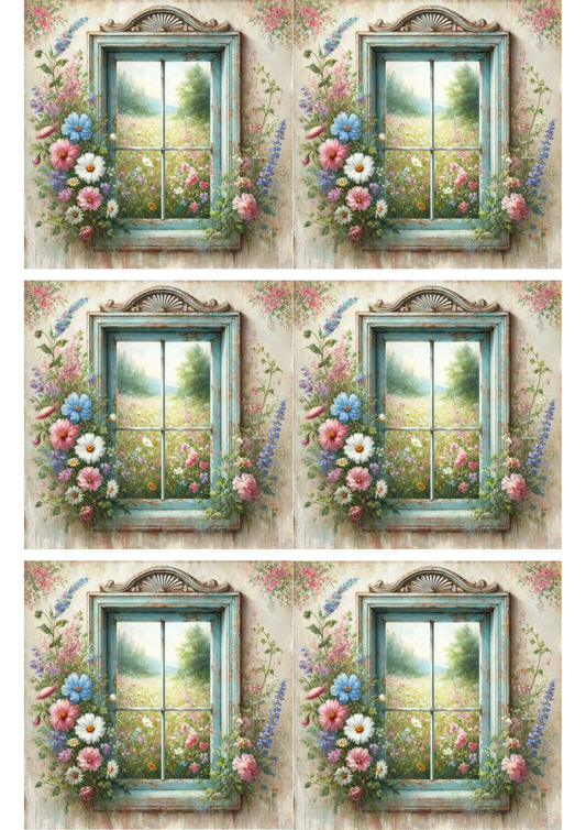 Reispapier für Decoupage Reispapier für Decoupage Fenster auf Wiese Collage Nr. Kat. Nr. 3082