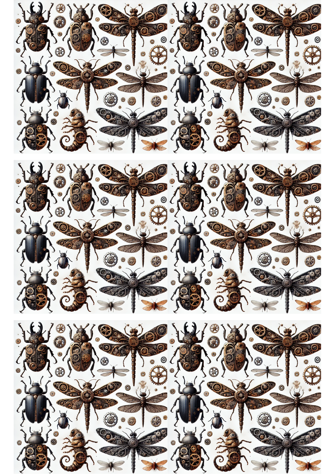 Reispapier für Decoupage Insekten Steampunk Collage Kat. Nr. 3085