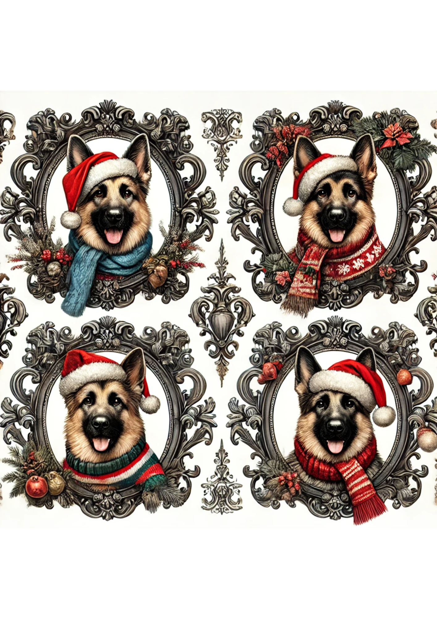 Reispapier für Decoupage-Schäferhund im Barockstil, vollständige Kat.-Nr. 3088