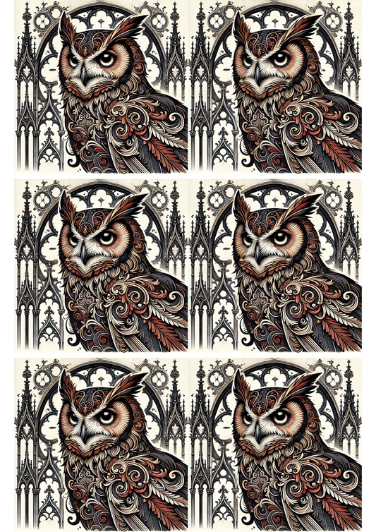 Reispapier für Decoupage-Eule im Gothic-Stil, Collage, Kat. Nr. 2190