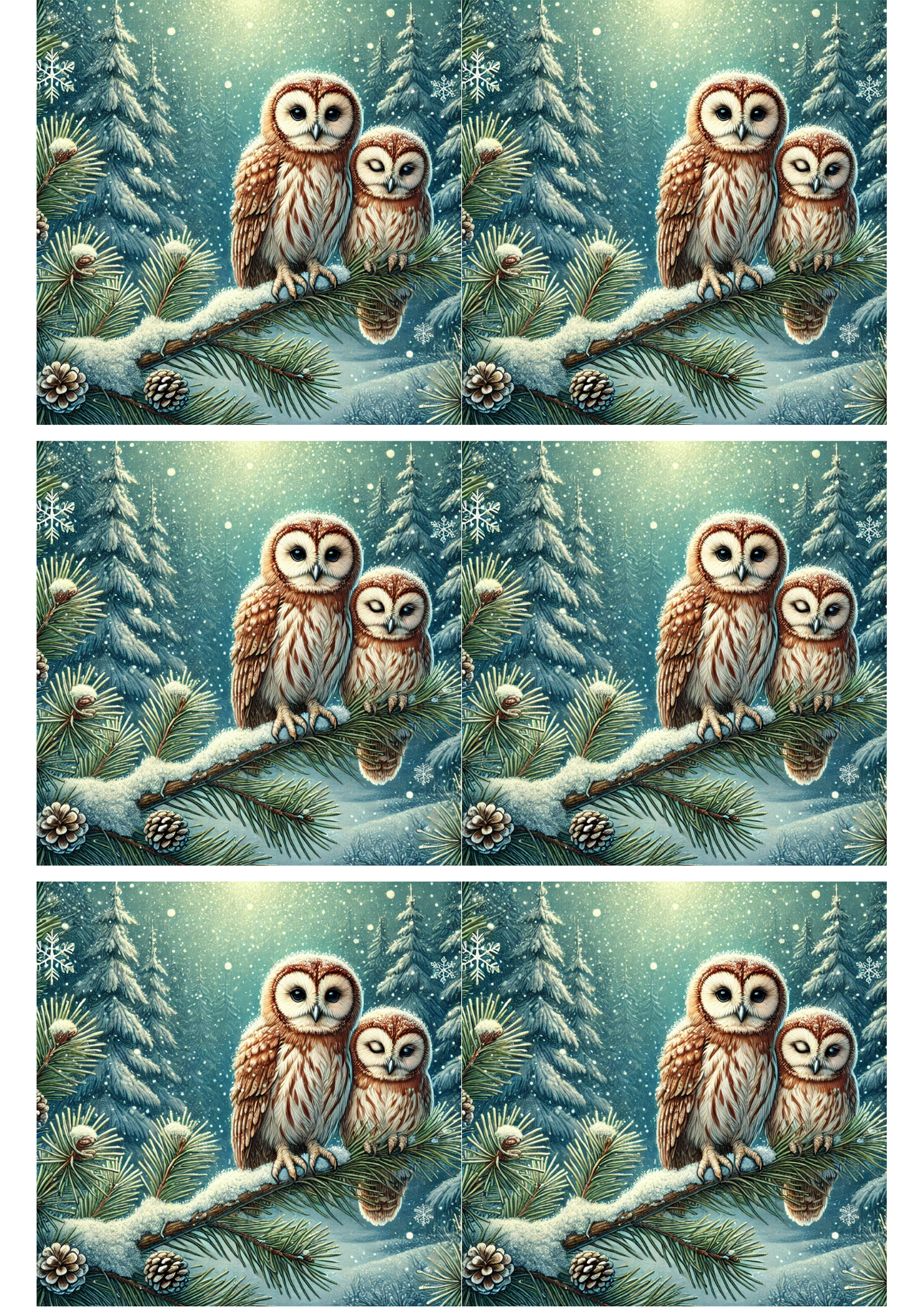 Rice Paper For Decoupage Owls On A Branch Collage, Cat. No. 2206